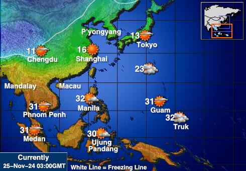 Singapur Vremenska prognoza, Temperatura, karta 