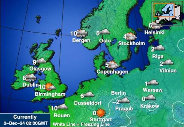 Eslovaquia Mapa de temperatura Tiempo 