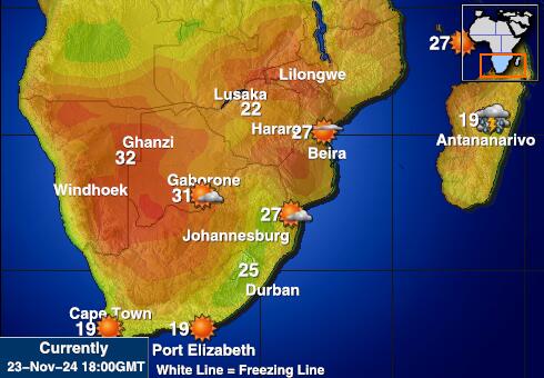 Südafrika Wetter Temperaturkarte 