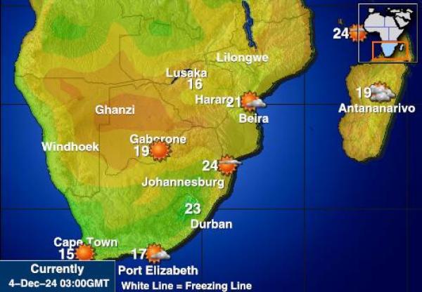 Lõuna-Aafrika Vabariik Ilm temperatuur kaart 