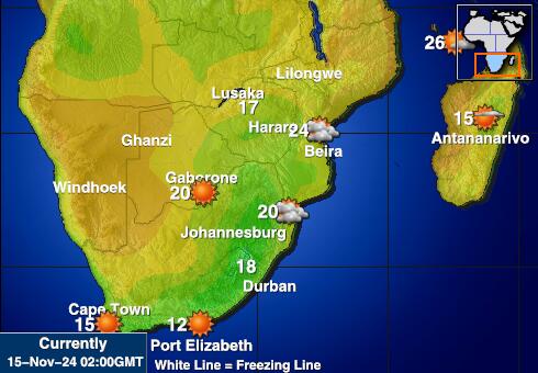 Sør-Afrika Været temperatur kart 