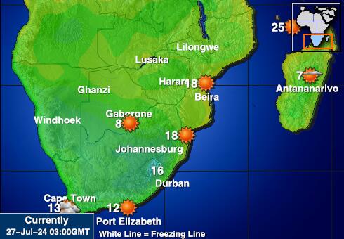 جنوبی افریقہ موسم درجہ حرارت کا نقشہ 
