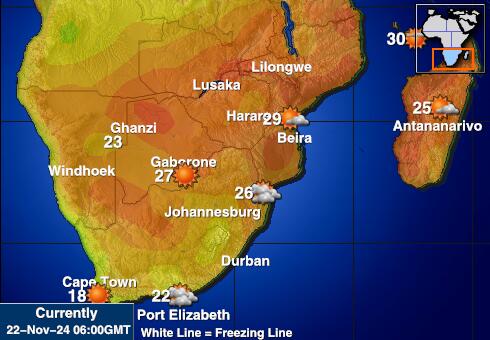 Zuid-Afrika Weer temperatuur kaart 