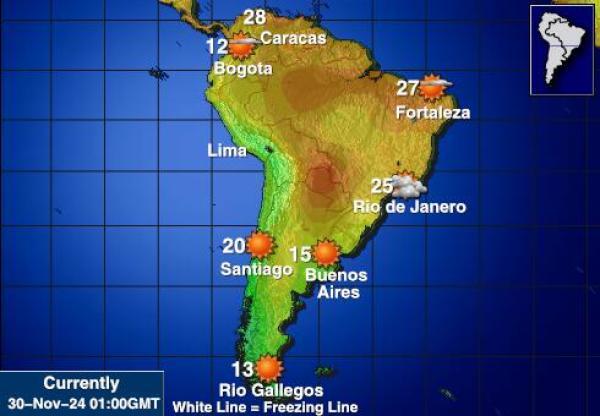 America de Sud Harta temperaturii vremii 