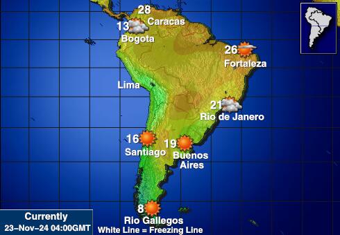 Lõuna-Ameerika Ilm temperatuur kaart 
