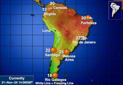 South America Weather Temperature Map 