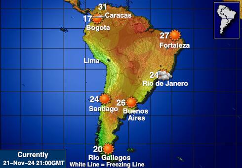 Zuid-Amerika Weer temperatuur kaart 