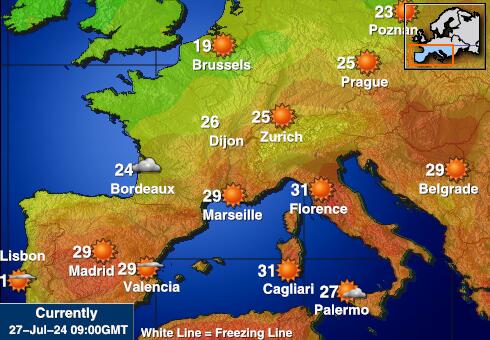 Испания Температурна карта за времето 