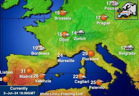 西班牙 天氣溫度圖 