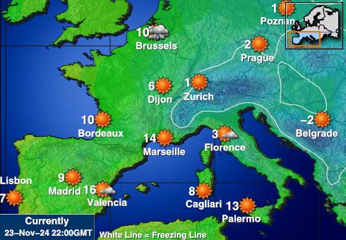 Španjolska Vremenska prognoza, Temperatura, karta 