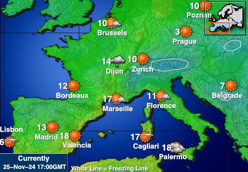 スペイン 天気温度マップ 