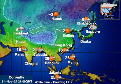 Sri Lanka Weer temperatuur kaart 