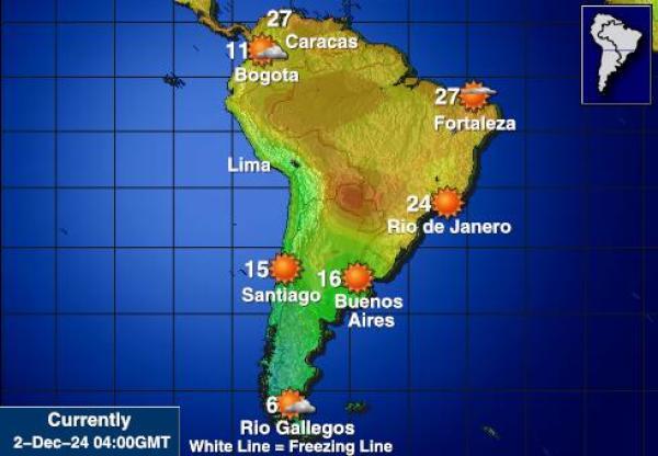 Suriname Mapa de temperatura Tiempo 