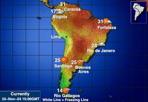 Suriname Carte des températures de Météo 