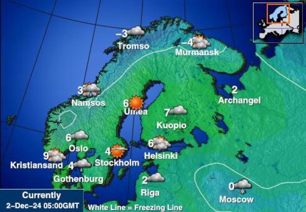 Svalbard Mapa de temperatura Tiempo 