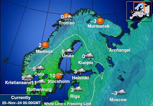 Svalbard Weer temperatuur kaart 