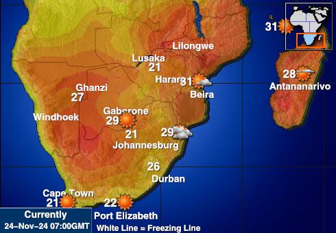 Suazi Temperatura Mapa pogody 