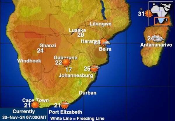 Swaziland Været temperatur kart 