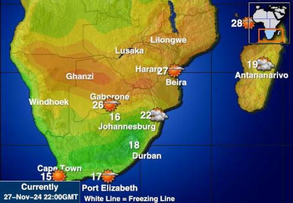 Swaziland Vejret temperatur kort 