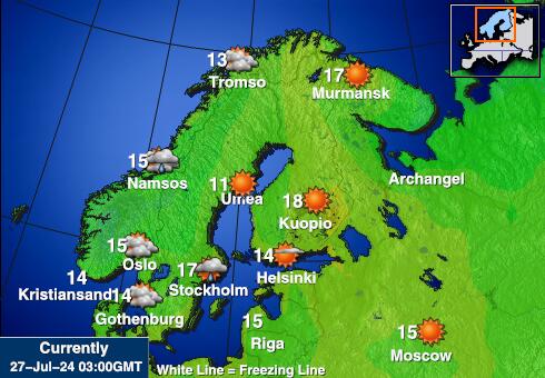 السويد خريطة درجة حرارة الطقس 