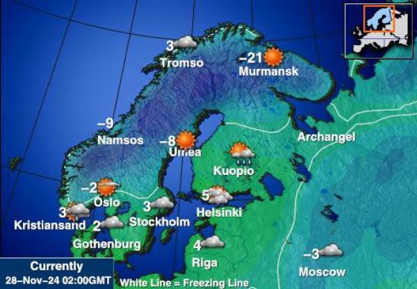 Schweden Wetter Temperaturkarte 