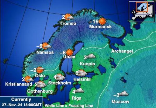 Suède Carte des températures de Météo 