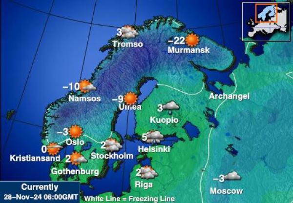 Szwecja Temperatura Mapa pogody 