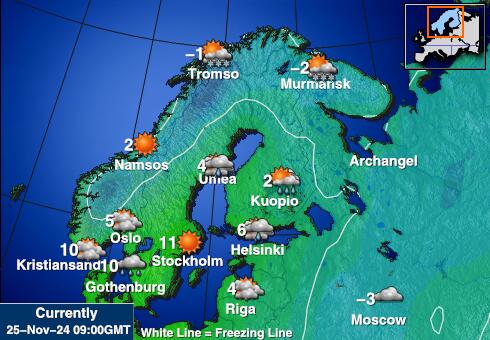 Sweden Mapa temperatura Tempo 