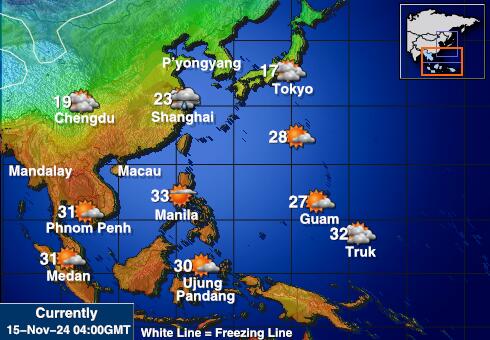 Taiwán Mapa de temperatura Tiempo 