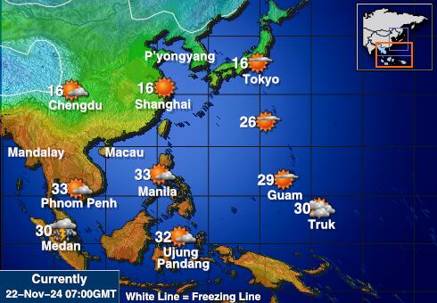 Taiwan Weer temperatuur kaart 