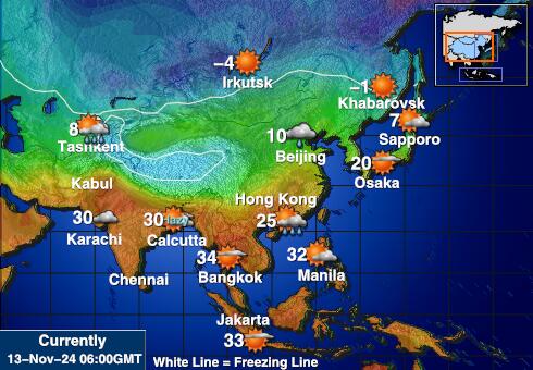 Tayikistán Mapa de temperatura Tiempo 