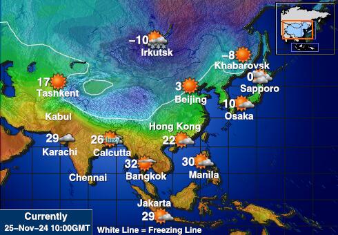 Tadžikistan Vremenska prognoza, Temperatura, karta 