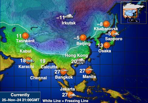 Tadzjikistan Weer temperatuur kaart 