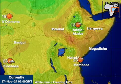 Tanzania Bản đồ nhiệt độ thời tiết 