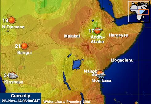 Tanzania Weer temperatuur kaart 