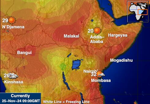 Tanzania Mapa temperatura Tempo 