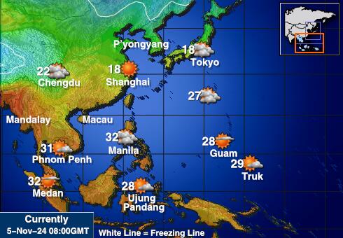 Tajlandia Temperatura Mapa pogody 