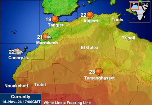 Tunisija Laika temperatūra karte 