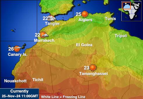 Tunisia Mapa temperatura Tempo 