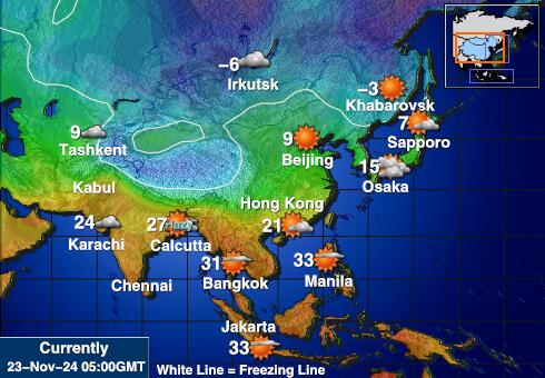 Turkménistan Carte des températures de Météo 