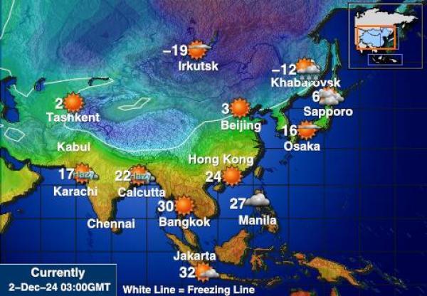 Turkmenistán Mapa de temperatura Tiempo 