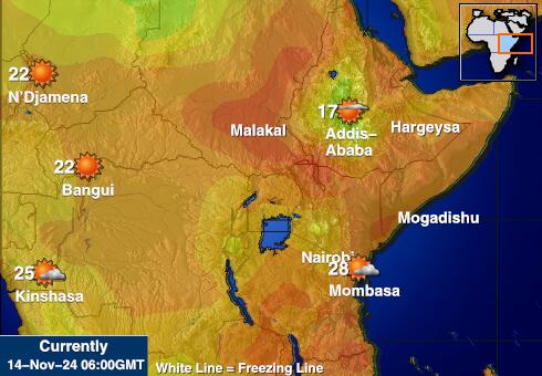 Уганда Временска прогноза, Температура, Карта 