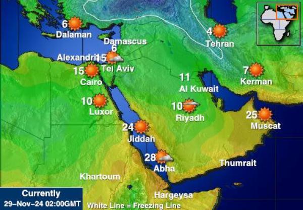 United Arab Emirates Mapa temperatura Tempo 