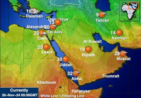 Spojené arabské emiráty Mapa počasí teplota 