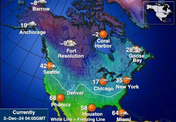 EE.UU. Alabama Mapa de temperatura Tiempo 