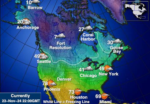 USA Alabama Wetter Temperaturkarte 