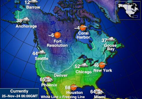 USA Alabama Weer temperatuur kaart 