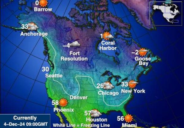 USA Alaska Weather Temperature Map 