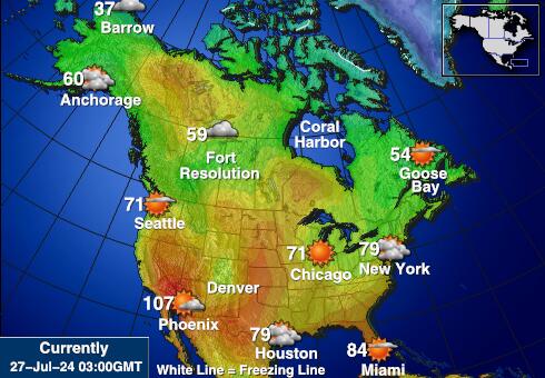 امریکی الاسکا موسم درجہ حرارت کا نقشہ 