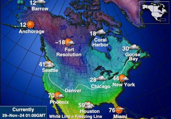 USA Alaska Weer temperatuur kaart 